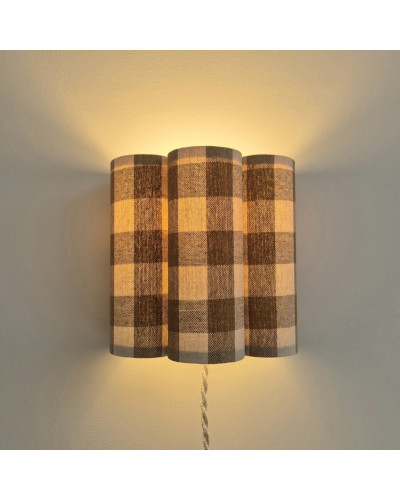 Petite applique Nuage vichy marron allumée