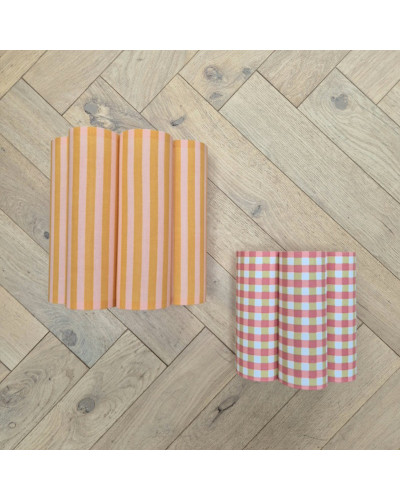 Grande applique nuage rayures roses et oranges, petite applique nuage vichy rose et vert